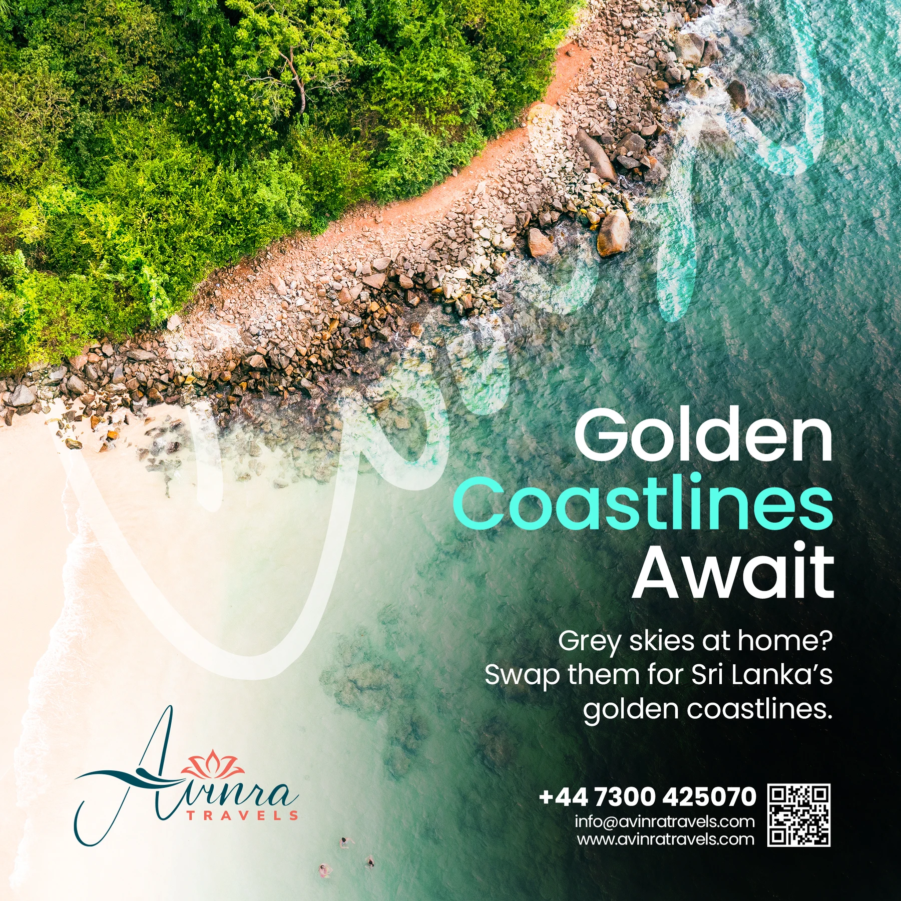 Golden coastlines travel campaign design for Avinra Travels