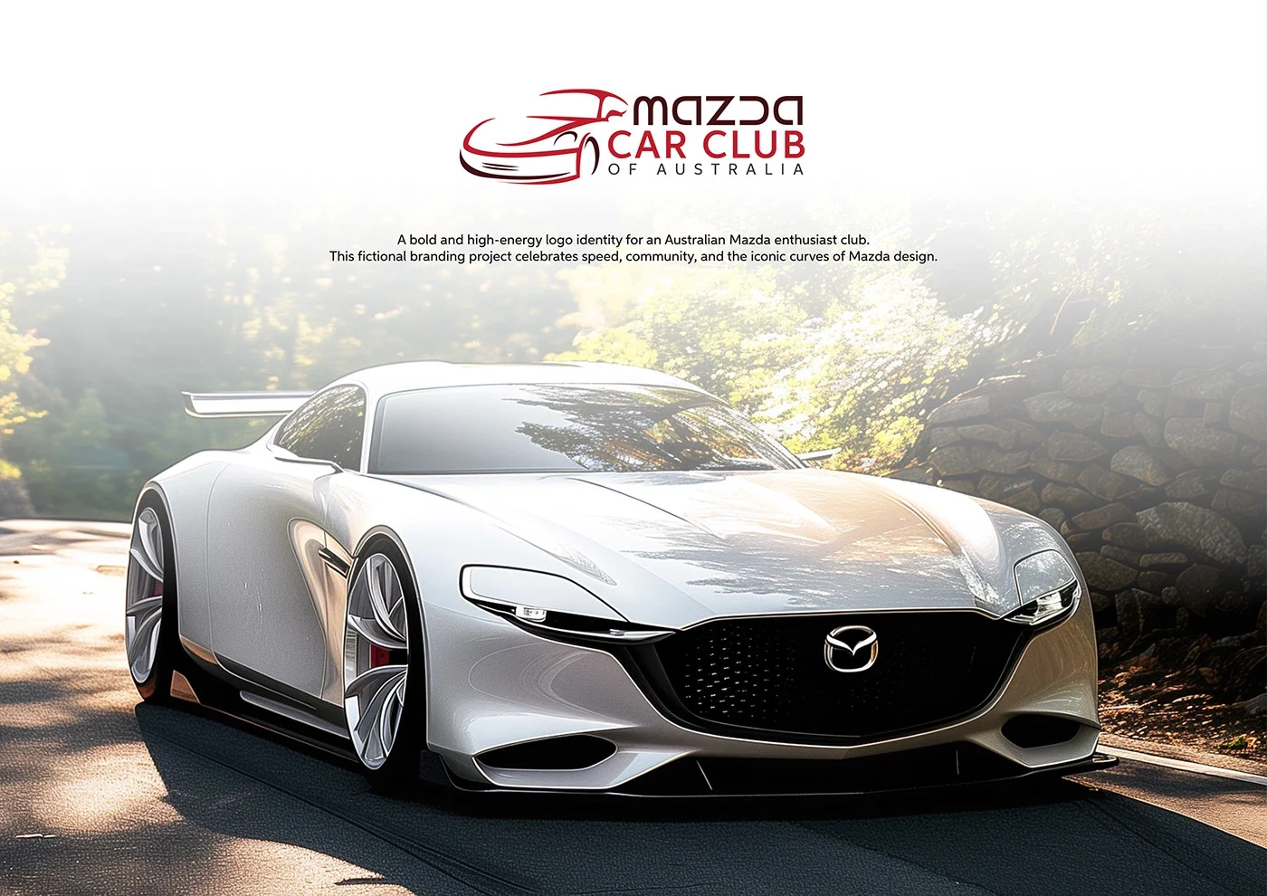 Mazda Car Club concept identity study with car and logo